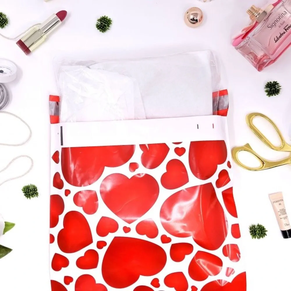 Red Hearts ❤️ Poly Mailers 10x13 Pack of 25